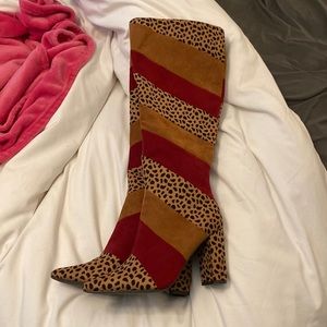 Red, tan and cheetah boots